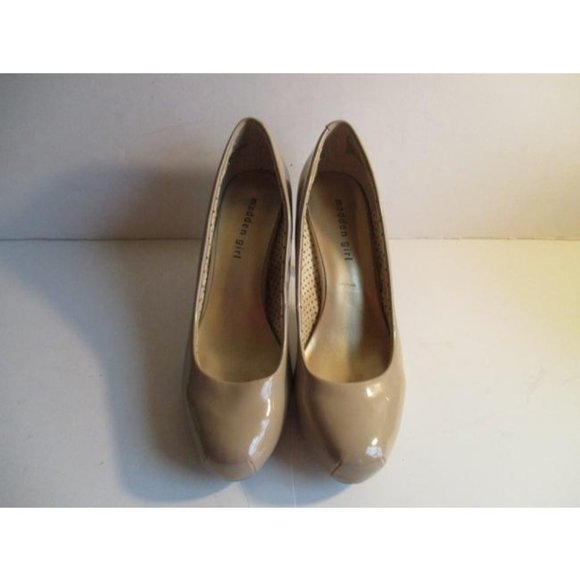 *Madden Girl Tan Beige Patent Getta Squared Toe Pumps - Picture 2 of 10